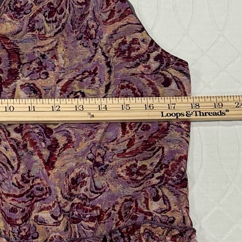 DREW Purple Pink Paisley Print Tiered Ruffled Halter Lined Dress Size Small - Picture 6 of 9